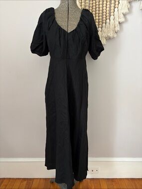Banana Republic Black Puff Sleeve Dress 100% Viscose Size 2P
